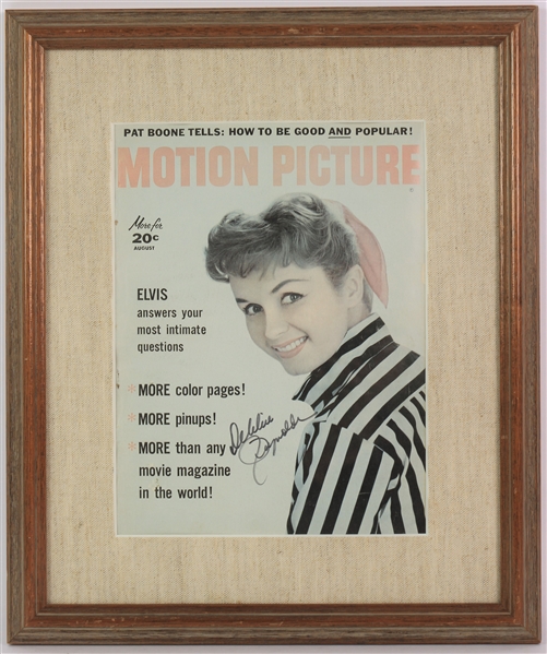 Debbie Reynolds Signed 14x16 Framed Motion Picture Magazine (JSA)