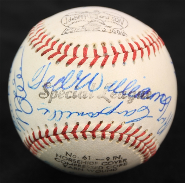 1970s Hall of Fame Multi Signed deBeer & Son Baseball w/ 15 Signatures Including Ted Williams, Sandy Koufax, Duke Snider & More (JSA)