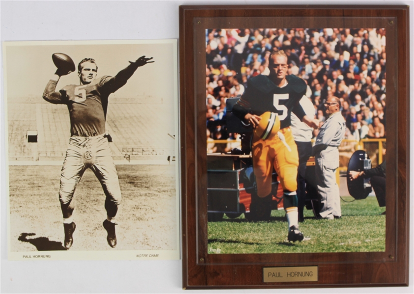 1957-66 Paul Hornung Green Bay Packers 8x10 Photos w/ Plaque