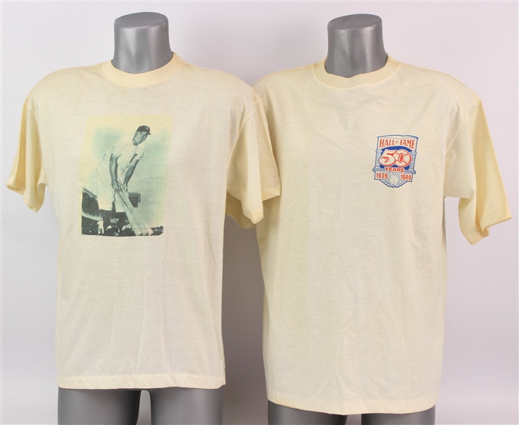 1989 Johnny Mize New York Yankees Personal T-Shirt Collection - Lot of 2 (MEARS LOA/Mize LOA)