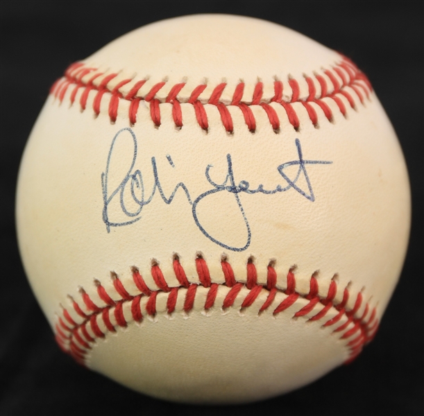 1993-94 Robin Yount Milwaukee Brewers Signed OAL Brown Baseball (JSA)