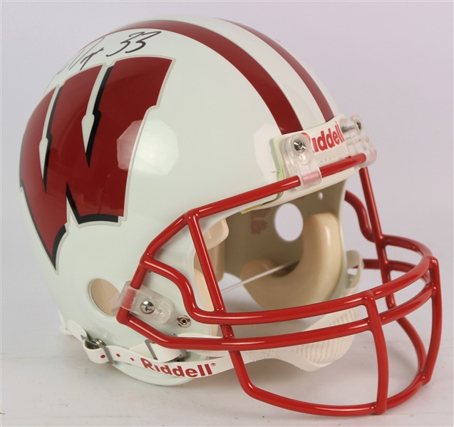 2000s Ron Dayne Wisconsin Badgers Signed Full Size Riddell Helmet (JSA)