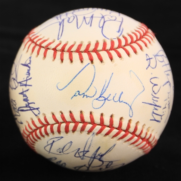 1993 Minnesota Twins Team Signed OAL Brown Baseball w/ 22 Signatures Including Kirby Puckett, Dave Winfield, Tom Kelly & More (JSA)