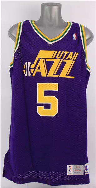 1995-96 Andy Toolson Utah Jazz Game Worn Road Jersey (MEARS LOA)