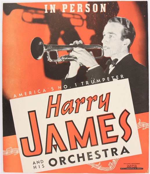 1916-1983 Harry James and His Orchestra Signed 13x16 Broadside (JSA)
