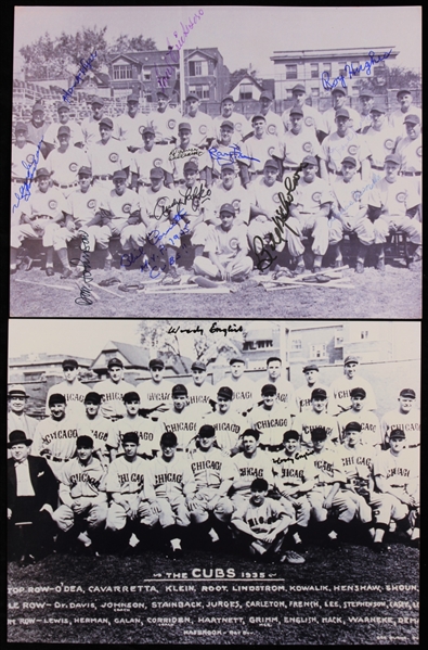 1930s-40s Chicago Cubs Multi Signed Team Photos - Lot of 2 w/ 11 Signatures Including Woody English, Phil Cavarretta, Andy Pafko & More (MEARS LOA)