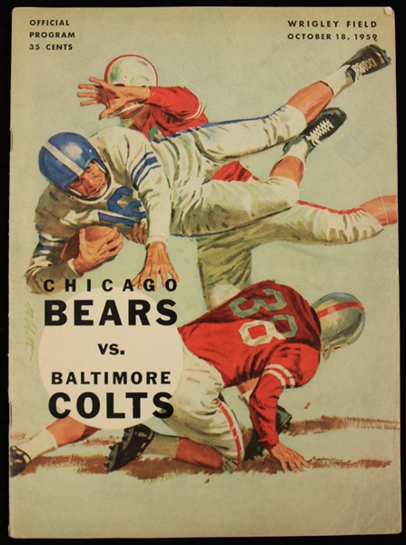 1959 Chicago Bears Baltimore Colts Wrigley Field Game Program