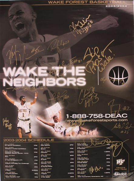2003-2004 Wake Forest Basketball Team Signed 22x30 Poster Including Chris Paul, Skip Prosser & more  (JSA)
