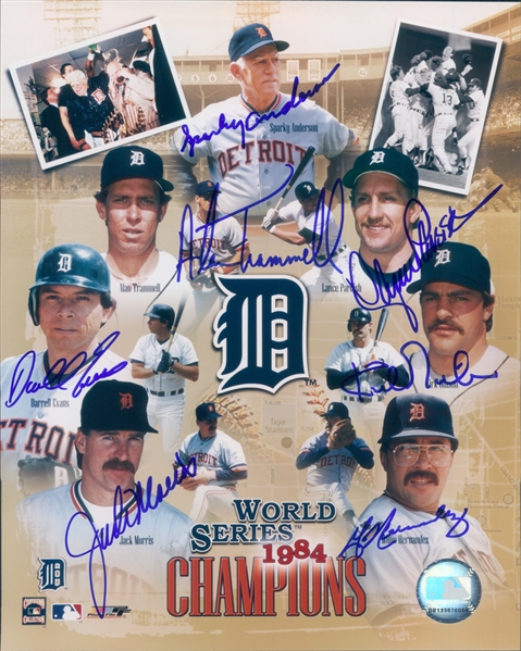 1984 Detroit Tigers Multi Signed 8" x 10" World Series Champions Photo w/ 7 Signatures Including Sparky Anderson, Alan Trammell, Jack Morris & More (JSA)