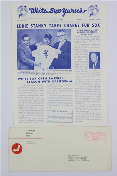 1966 (February) Chicago White Sox Yarns Newsletter w/ Postmarked Envelope