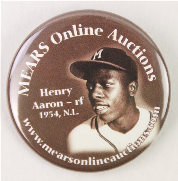 2000s Hank Aaron Milwaukee Braves MEARS Online Auctions 1.75" Pinback Button