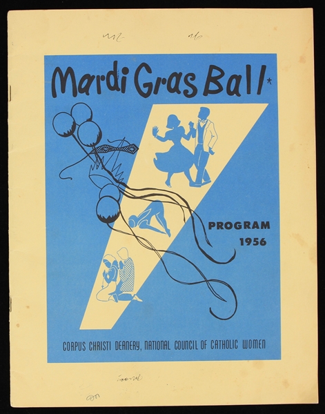 1956 Mardi Gras Ball Program w/ King of the Mardi Gras Paul Hornung 