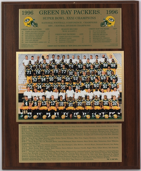 1996 Green Bay Packers Super Bowl XXXI Champions 13x16 Team Photo & Plaque 