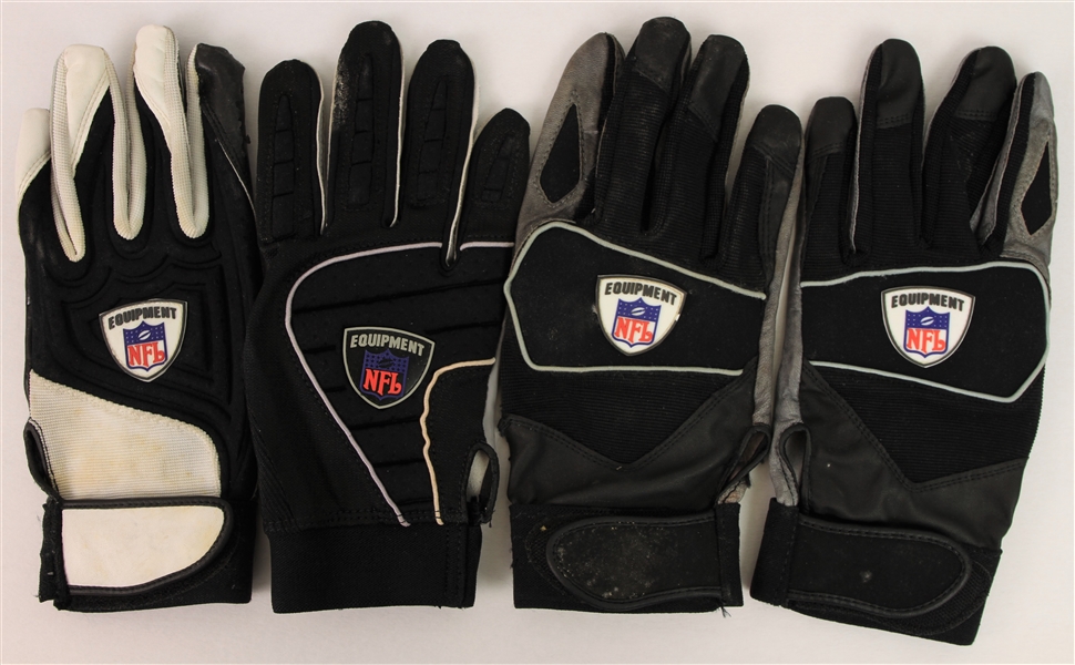 2000s NFL Equipment Game Used Receiver Gloves - Lot of 4 (MEARS LOA)