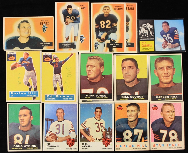1955-62 Chicago Bears Football Trading Cards - Lot of 19 w/ Stan Jones, Harlon Hill, Rick Casares & More