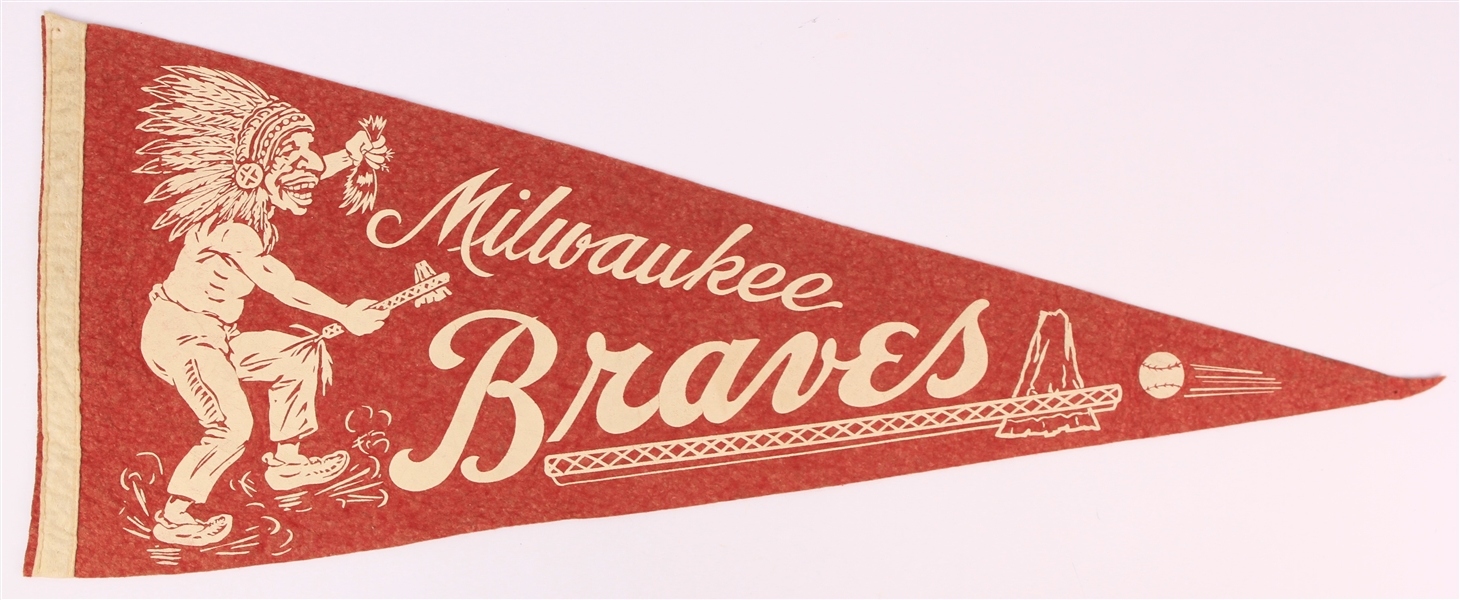 1953-65 Milwaukee Braves 29" Full Size Pennant