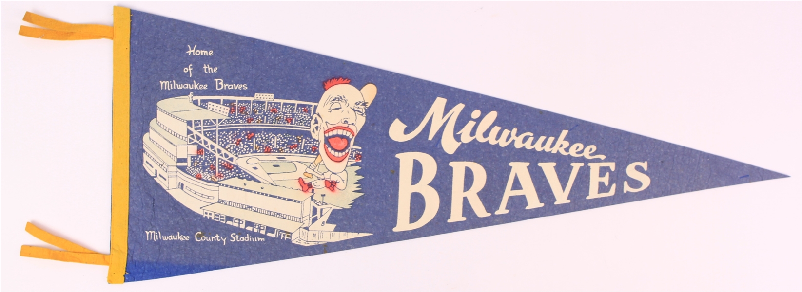 1953-65 Milwaukee Braves Milwaukee County Stadium 29" Full Size Pennant