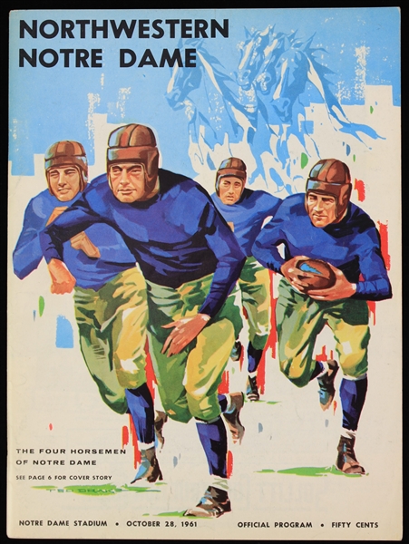 1961 Notre Dame Fighting Irish Northwestern Wildcats Notre Dame Stadium Football Game Program