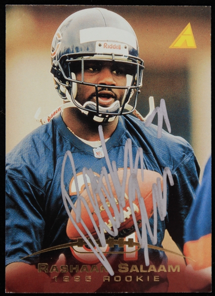 1995 Rashaan Salaam Chicago Bears Signed Pinnacle Rookie Trading Card (JSA)
