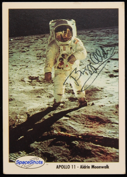 1990 Buzz Aldrin Signed SpaceShots Apollo 11 Aldrin Moonwalk Trading Card (JSA)