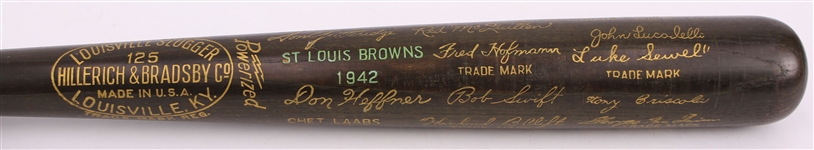 1942 St. Louis Browns H&B Louisville Slugger Commemorative Black Bat (MEARS LOA)