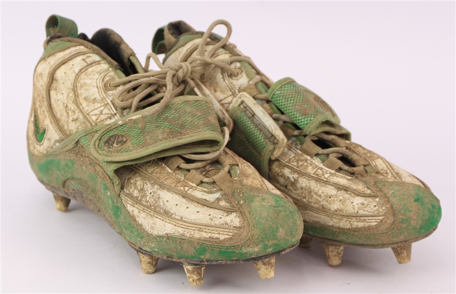 1997 (January 4) Doug Evans Green Bay Packers "Mud Bowl" Playoff Game Worn Nike Cleats (MEARS LOA)