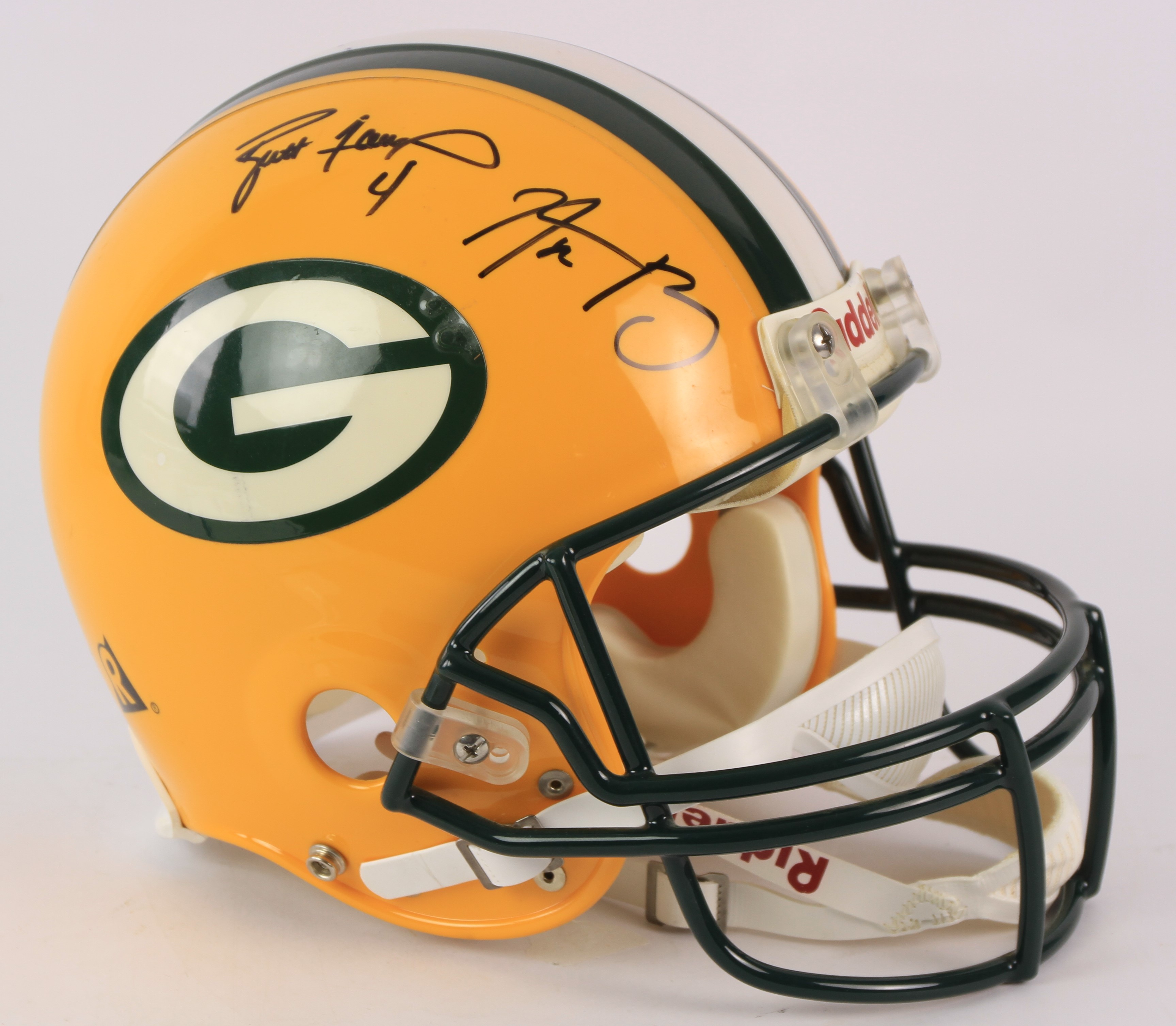Lot Detail 2010 S Brett Favre Aaron Rodgers Green Bay Packers Signed Full Size Riddell Helmet