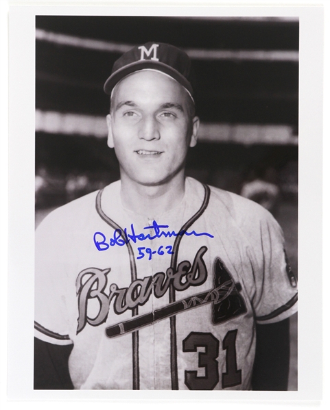 1959 Bob Hartman Milwaukee Braves Signed 8"x 10" Photo (MEARS LOA)