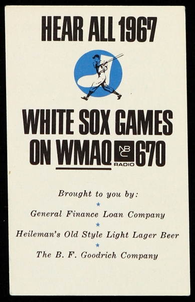 1967 Chicago White Sox WMAQ Radio Game Schedule