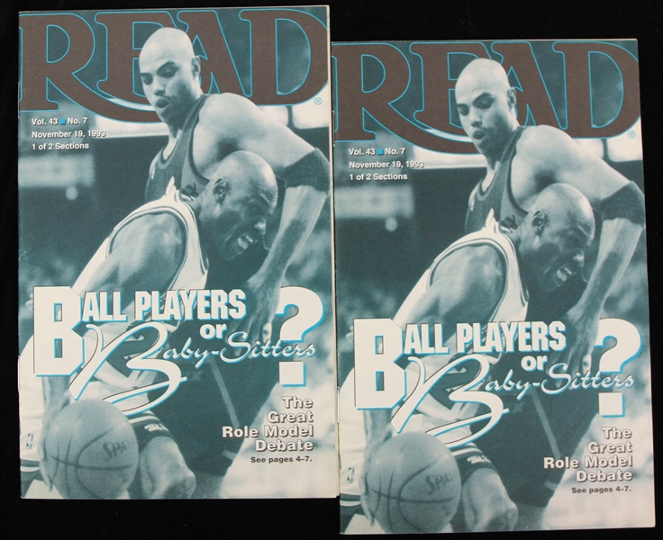 1993 Michael Jordan Charles Barkley Ball Players or Baby Sitters The Great Role Model Debate Read Magazines - Lot of 2