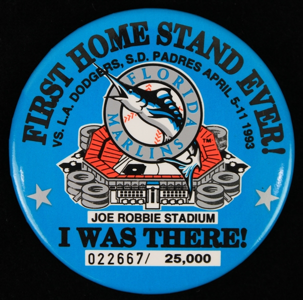 1993 Florida Marlins First Home Stand Ever! I Was There! 3" Pinback Button