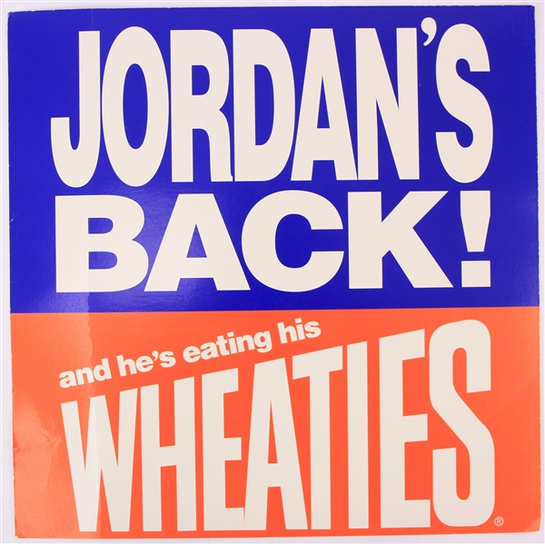 1995 Michael Jordan Chicago Bulls 14" x 14" Jordans Back And Hes Eating His Wheaties Double Sided Broadside