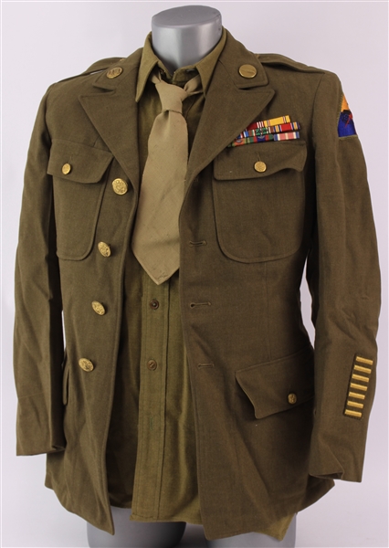1940-42 WWII US Army J. Friedman & Co. Jacket w/ Long Sleeve Shirt + Tie (MEARS LOA)