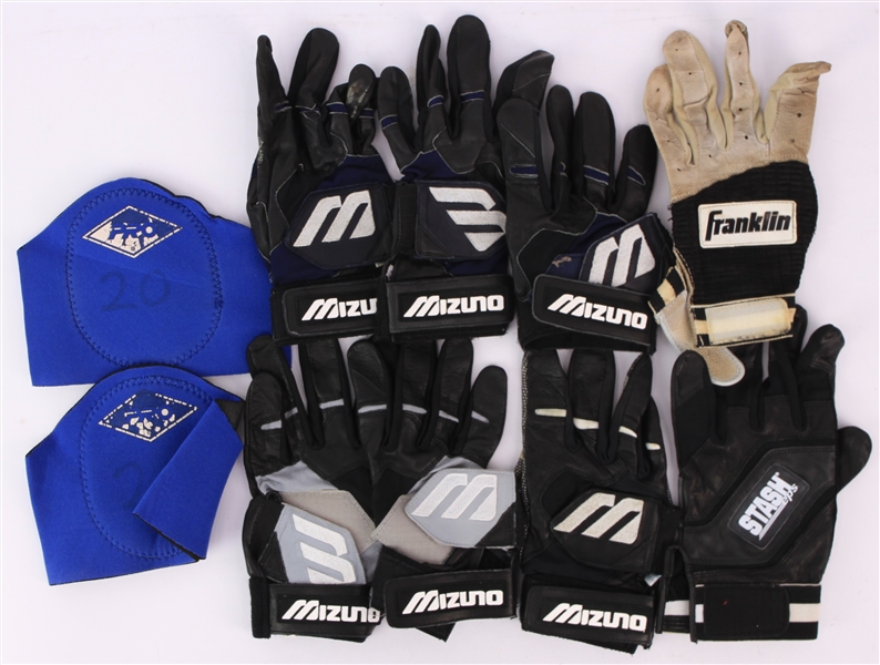 1990s-2000s Milwaukee Brewers Game Worn Batting Glove & Pad Collection - Lot of 10 (MEARS LOA)