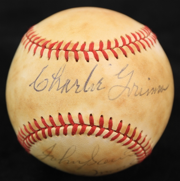 1980s Hall of Fame & Stars Multi Signed Baseball w/ 6 Signatures Including Charlie Grimm, Bob Feller, Guy Bush & More (JSA)