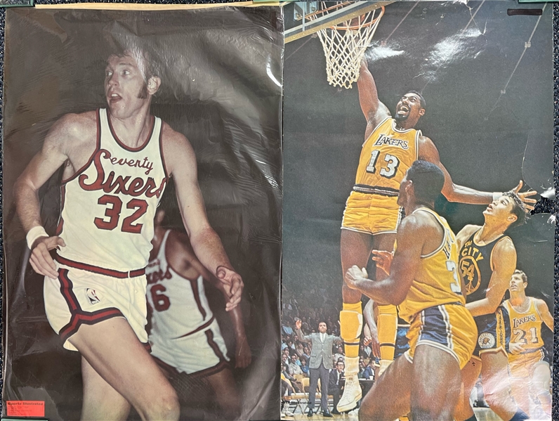 1970 Sports Illustrated 24" x 36" Basketball Player Posters - Lot of 5 w/ Jerry West, Oscar Robertson, Wilt Chamberlain & More