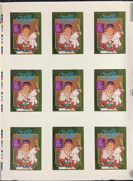 1988 Stan Musial Donruss Puzzle Template Uncut Sheet 