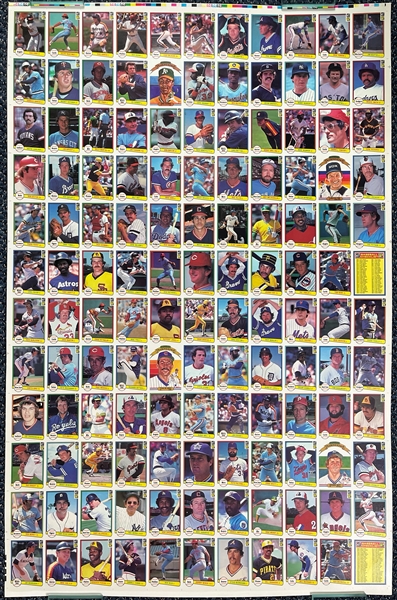 Lot Detail - 1982 Donruss Baseball Uncut Card Sheet W/ 132 Cards