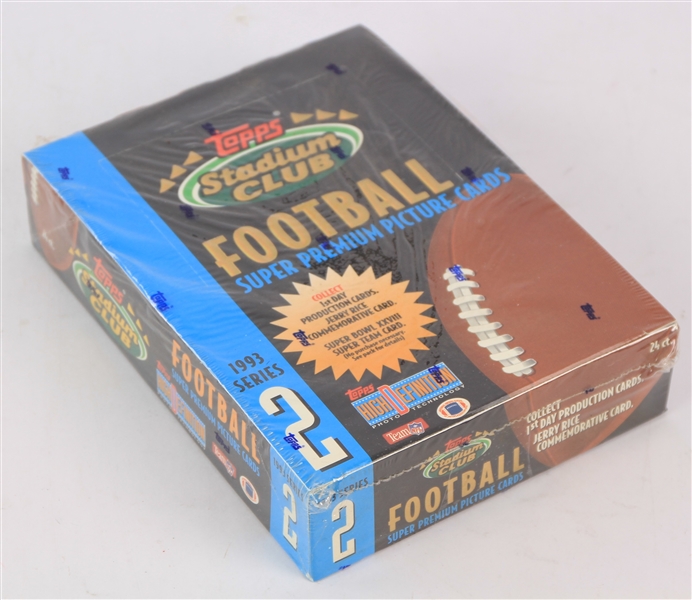 1993 Topps Stadium Club Series 2 Football Trading Cards Unopened Hobby Box w/ 24 Packs (Possible Michael Strahan Rookie)