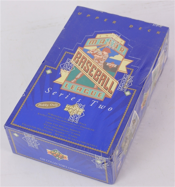 1993 Upper Deck Series 2 Baseball Trading Cards Unopened Hobby Box w/ 36 Packs (Possible Derek Jeter Rookie)