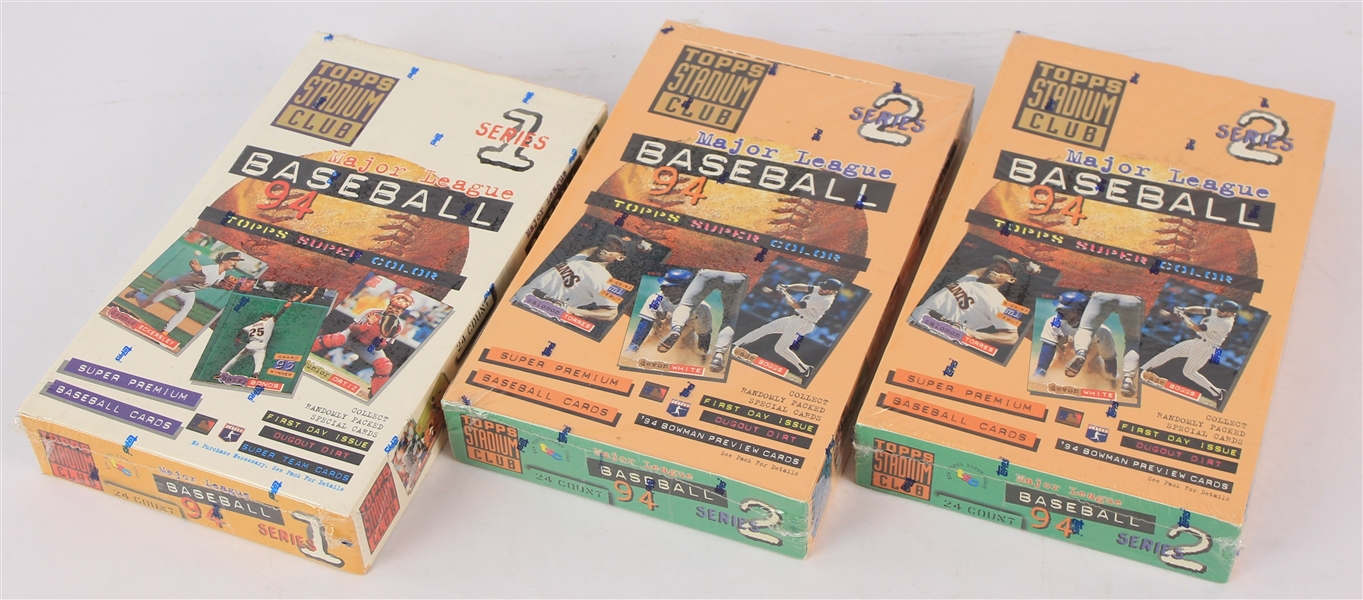 1994 Topps Stadium Club Baseball Trading Cards Unopened Hobby Boxes w/ 24 Packs - Lot of 3 
