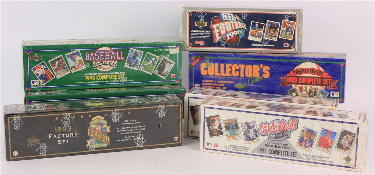 1989-93 Upper Deck Baseball & Football Trading Cards Factory Sets - Lot of 7