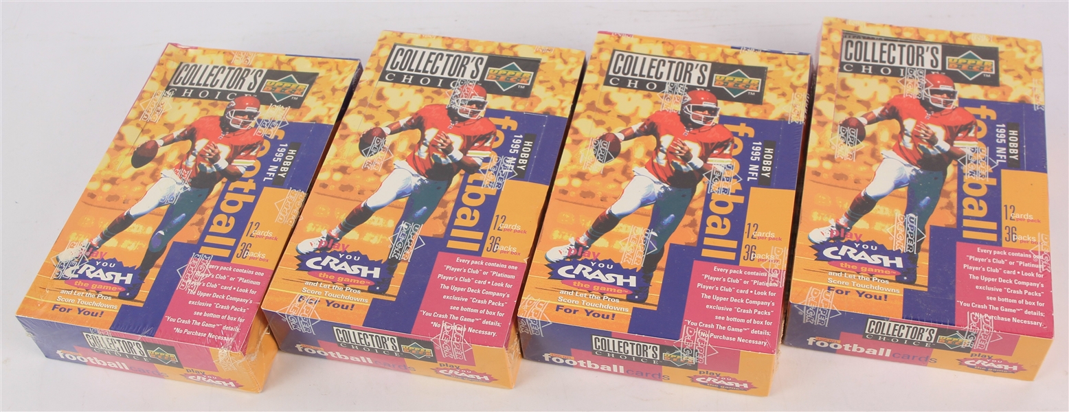 1995 Upper Deck Collectors Choice Football Trading Cards Unopened Hobby Boxes w/ 36 Packs - Lot of 4