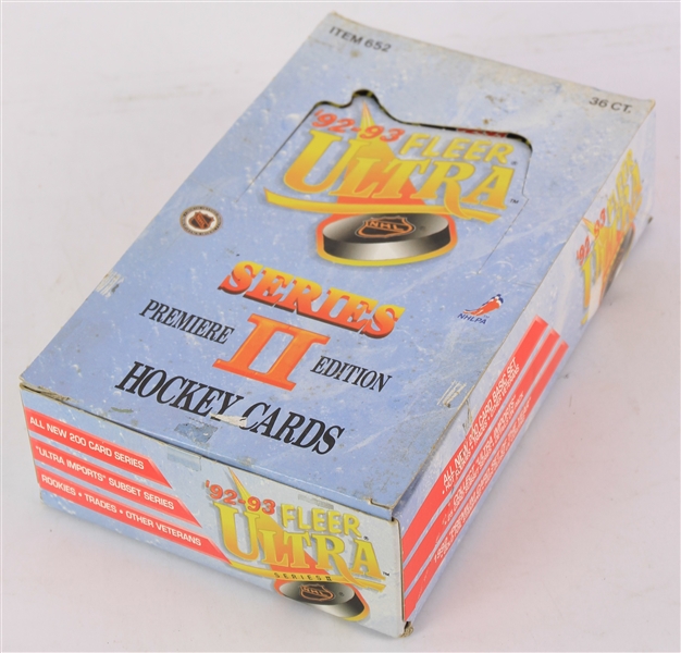 1992-93 Fleer Ultra Series II Hockey Trading Cards Hobby Box w/ 36 Unopened Packs