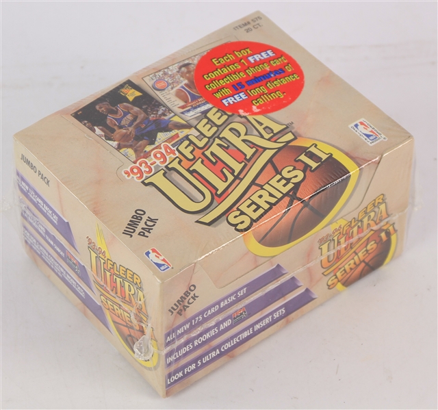 1993-94 Fleer Ultra Series II Basketball Trading Cards Unopened Jumbo Box w/ 20 Packs