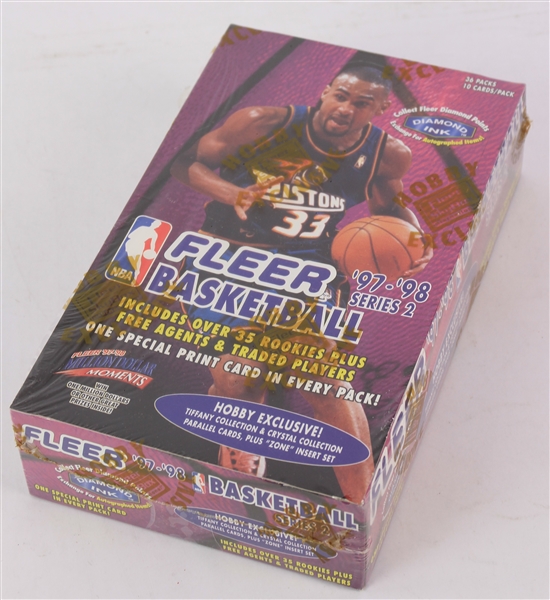 1997-98 Fleer Series 2 Basketball Trading Cards Unopened Hobby Box w/ 36 Packs (Possible Tim Duncan Rookie)