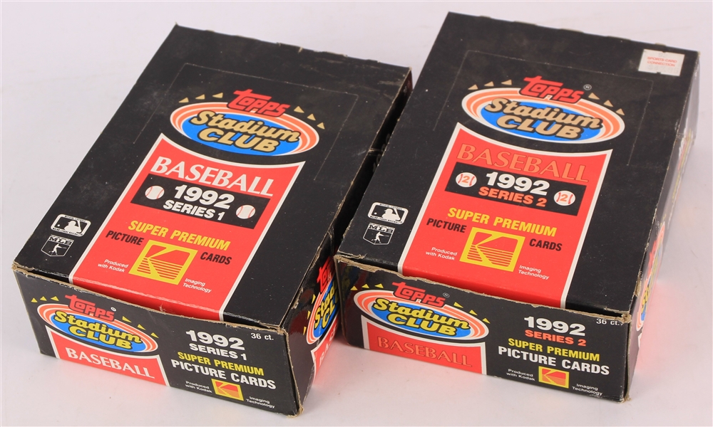 1992 Topps Stadium Club Series I & II Hobby Boxes w/ 72 Unopened Packs