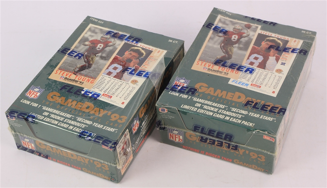 1993 Fleer GameDay Football Trading Cards Unopened Hobby Boxes w/ 36 Packs - Lot of 2