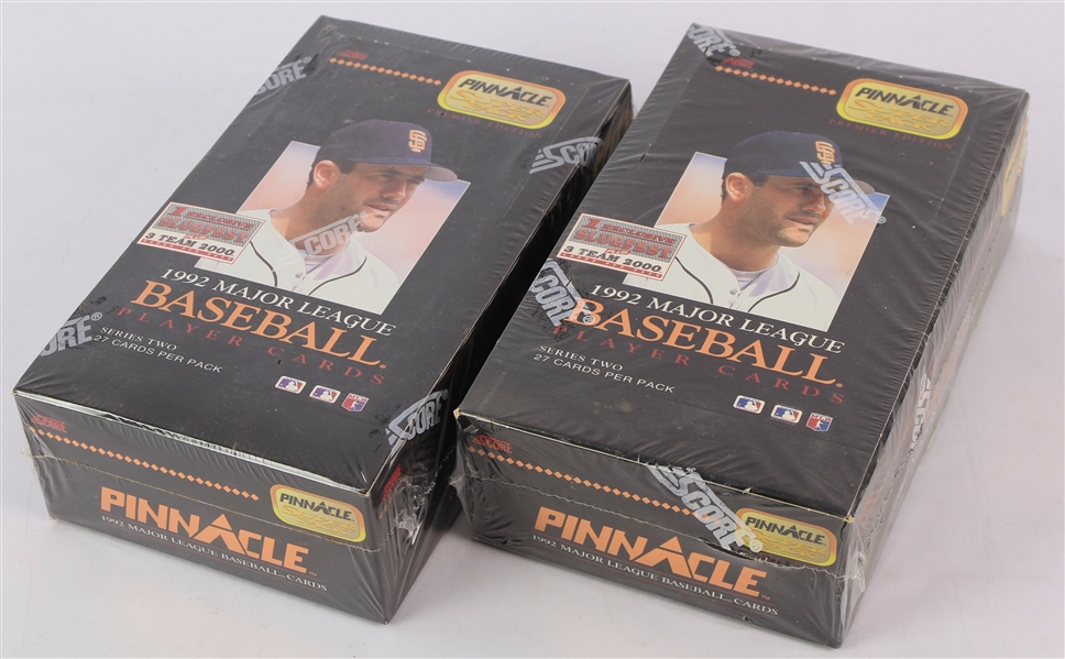 1992 Score Pinnacle Series 2 Baseball Trading Cards Unopened Hobby Boxes w/ 16 SuperPacks - Lot of 2