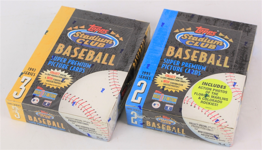 1993 Topps Stadium Club Baseball Trading Cards Unopened Hobby Boxes w/ 24 Packs - Lot of 2